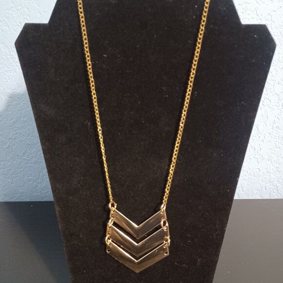 Gold-Toned Chevron Necklace, 26" - Picture 1 of 3